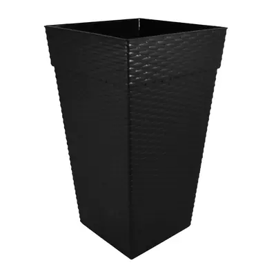 VASO QUADRADO COLUNA RATTAN PRETO MEDIO 17,5L 43X23X23CM DE PLASTICO