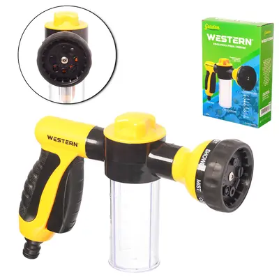 ESGUICHO MULTI JATOS COM RESERVATORIO DE SABAO 100ML PARA MANGUEIRA JATO 8 FUNCOES GARDEN