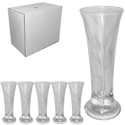 VASO DE VIDRO REDONDO COM 6 PECAS 15X5,5CMØ