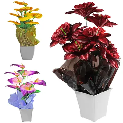 FLOR PERMANENTE COM VASO DE PLASTICO QUADRADO ARRANJO 45X11,5CM