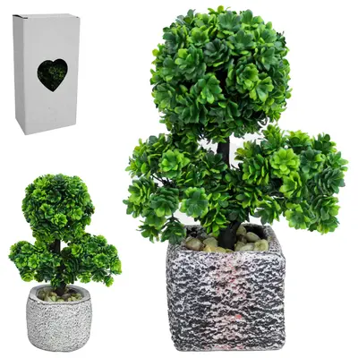 FLOR PERMANENTE BONSAI COM VASO DE CIMENTO SORTIDOS 24X8,5CM DE Ø