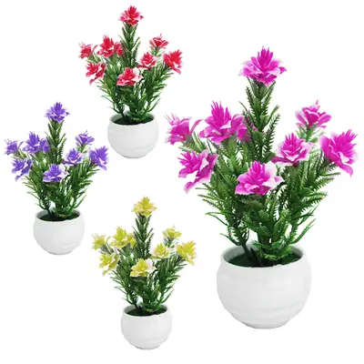FLOR PERMANENTE COM VASO DE PLASTICO REDONDO 17X6CM DE Ø VCF