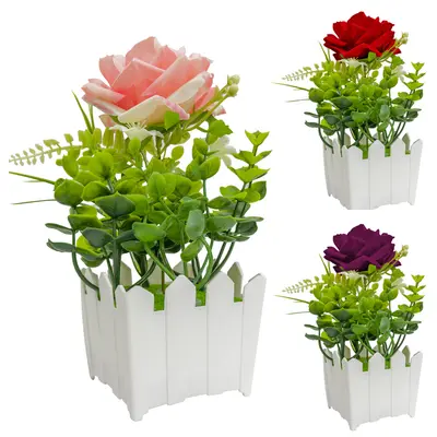 FLOR PERMANENTE COM VASO DE PLASTICO QUADRADO CERQUINHA 19,5X7CM VCF