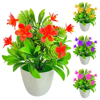 FLOR PERMANENTE COM VASO DE PLASTICO REDONDO 21X6,5CM DE Ø VCF