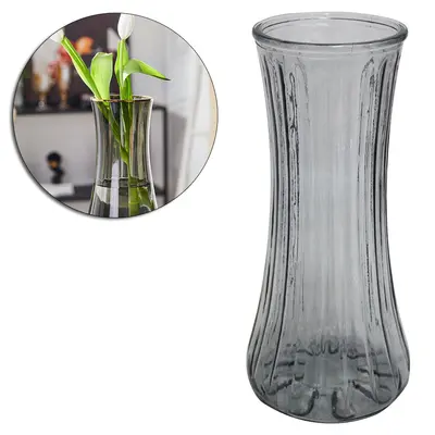 VASO DE VIDRO REDONDO FUME 23X10,5CM DE Ø
