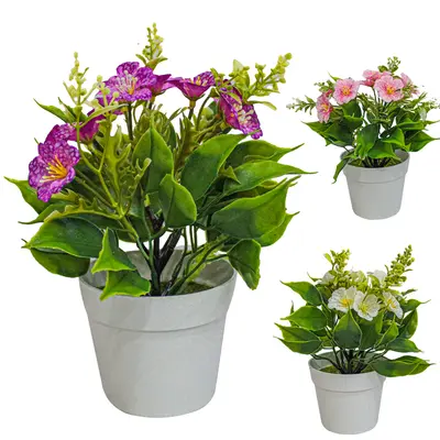FLOR PERMANENTE COM VASO DE PLASTICO REDONDO 21X9,5CM DE Ø VCF