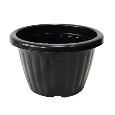 VASO REDONDO CANELADO PRETO 700ML 8,5X14CM DE Ø DE PLASTICO