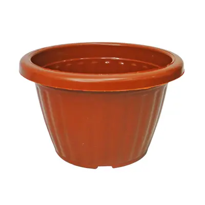 VASO REDONDO CANELADO TELHA CERAMICO 700ML 8,5X14CM DE Ø DE PLASTICO