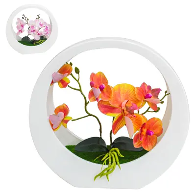 FLOR PERMANENTE ORQUIDEA COM VASO DE PLASTICO 28,5X28CM