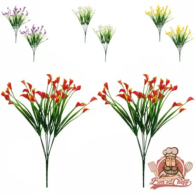 FLOR PERMANENTE HASTE MINI COPO DE LEITE COM 84 FLORES 38CM COM 2 PECAS