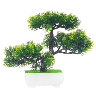 FLOR PERMANENTE BONSAI COM VASO DE PLASTICO RETANGULAR 28X20X15CM