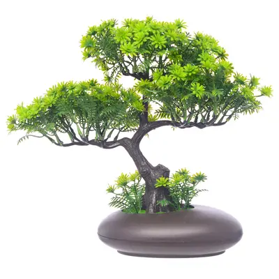 FLOR PERMANENTE BONSAI COM VASO DE PLASTICO OVAL 30X27X14CM