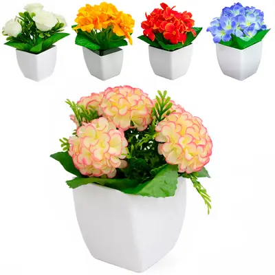 FLOR PERMANENTE COM VASO DE PLASTICO QUADRADO 16X5CM VCF