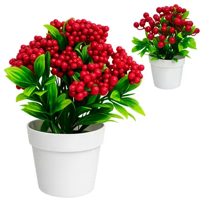FLOR PERMANENTE COM VASO DE PLASTICO REDONDO 21X7CM DE Ø VCF