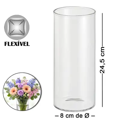 VASO DE PLASTICO PET FLEXIVEL REDONDO LISO 24,5X8CM DE Ø