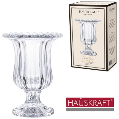 VASO DE VIDRO CRISTAL REDONDO LINHA DECOR GRETA HAUSKRAFT PREMIUM 14,5X11CM DE Ø