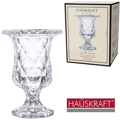 VASO DE VIDRO CRISTAL REDONDO LINHA DECOR DIAMOND HAUSKRAFT PREMIUM 14,5X11CM DE Ø