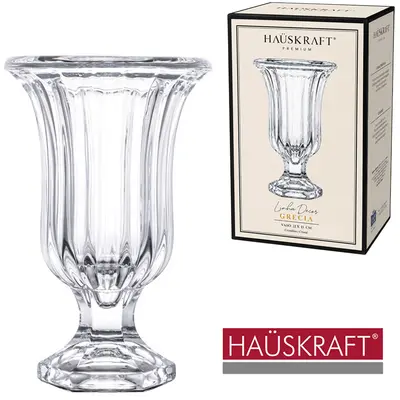 VASO DE VIDRO CRISTAL REDONDO LINHA DECOR GRETA HAUSKRAFT PREMIUM 23,5X14,5CM DE Ø