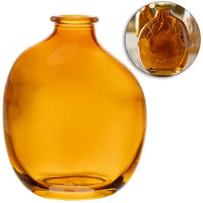 VASO DE VIDRO ORGANICS AMBAR WOLFF 11X9X6CM