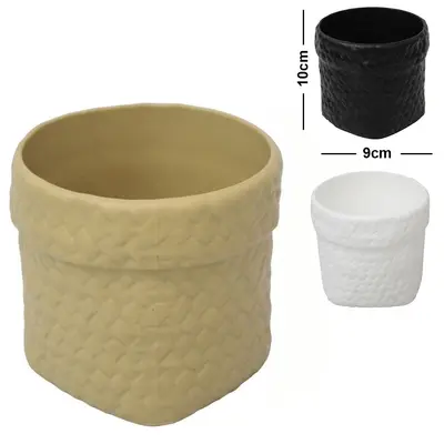 VASO DECORATIVO DE PLASTICO QUADRADO RATTAN 10X9CM
