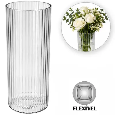 VASO DE PLASTICO PET FLEXIVEL REDONDO CANELADO 22X9,5CM DE Ø