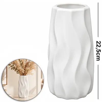 VASO DE PLASTICO REDONDO CONICO ONDULADO M WHITE 22,5X11,5CM DE Ø