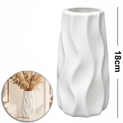VASO DE PLASTICO REDONDO CONICO ONDULADO P WHITE 18X9CM DE Ø