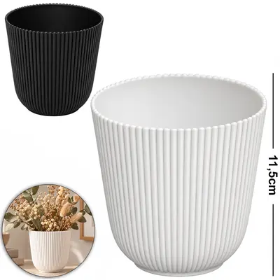VASO DE PLASTICO REDONDO CANELADO P BLACK / WHITE 11,5X11,5CM DE Ø