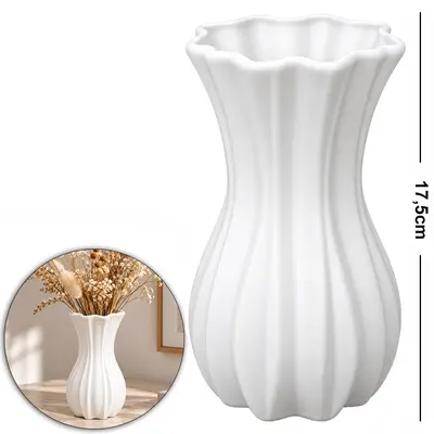 VASO DE PLASTICO REDONDO PLISSADO P WHITE 17,5X9,5CM DE Ø