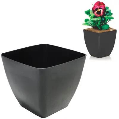 VASO QUADRADO ELEGANCE PRETO 1750ML 14,5X12,5CM DE PLASTICO