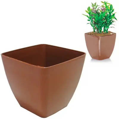 VASO QUADRADO ELEGANCE TELHA CERAMICO 1750ML 14,5X12,5CM DE PLASTICO