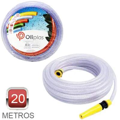 MANGUEIRA COM ESGUICHO PARA JARDIM FLEXIVEL TRANCADA CRISTAL 20M