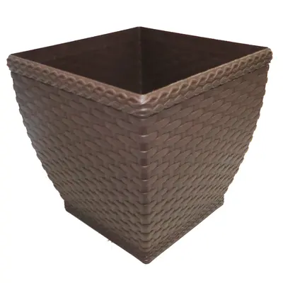 VASO QUADRADO RATTAN COFFEE 2L 15X14,5CM DE PLASTICO