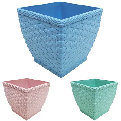 VASO QUADRADO RATTAN COLORS 2L 15X14,5CM DE PLASTICO