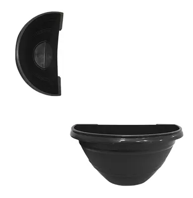 VASO MEIA LUA DE PAREDE PRETO 1,65L 26X13,5CM DE PLASTICO