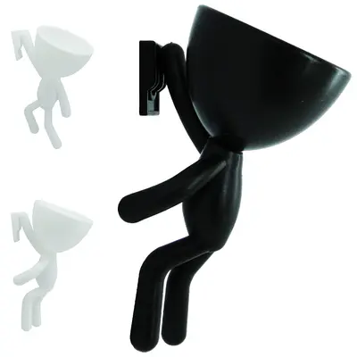 VASO DECORATIVO ROBERT PLANT ESCALADA DE PLASTICO PRETO / BRANCO 14CM