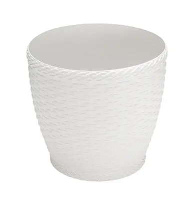 VASO REDONDO RATTAN BRANCO GRANDE 22L 33X35CM DE Ø DE PLASTICO