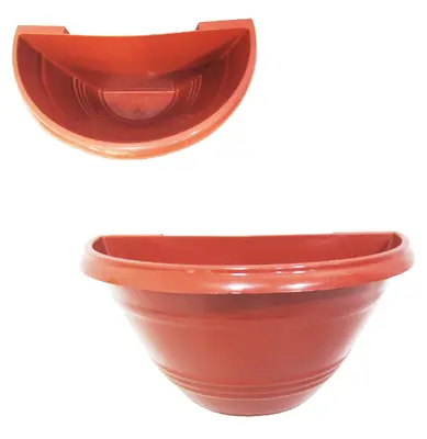 VASO MEIA LUA DE PAREDE TELHA CERAMICO 1L 21X10,5CM DE PLASTICO