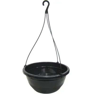 VASO REDONDO DE PENDURAR CUIA PRETO 6L 14X30CM DE Ø DE PLASTICO