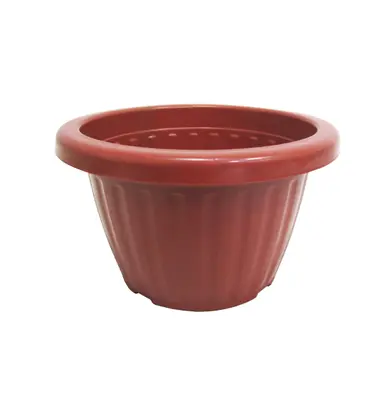 VASO REDONDO CANELADO TELHA CERAMICO 1200ML 10,5X17,5CM DE Ø DE PLASTICO