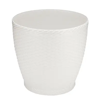VASO REDONDO RATTAN BRANCO MINI 1,7L 14X15CM DE Ø DE PLASTICO