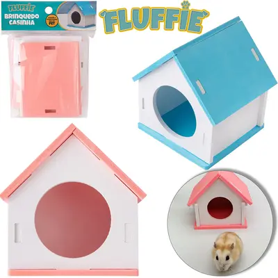 BRINQUEDO CASINHA DE PLASTICO PVC PARA ROEDORES FLUFFIE 11,5X11X10CM