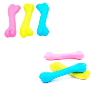 BRINQUEDO PARA CACHORRO OSSO DE BORRACHA MACICO COLORS 12X4CM