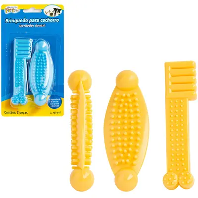 BRINQUEDO MORDEDOR PARA CACHORRO DE PVC COLORS COM 2 PECAS 11,5CM NA CARTELA
