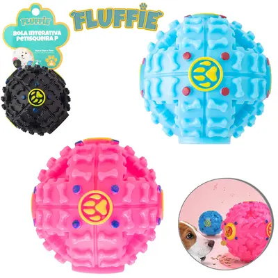 BRINQUEDO PARA CACHORRO BOLA INTERATIVA PETISQUEIRA P COM SOM 7CM DE Ø