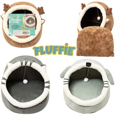 CAMA TOCA DE PELUCIA PARA CACHORRO E GATO GG FLUFFIE 45X45X33,5CM