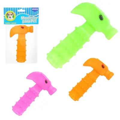 BRINQUEDO PARA CACHORRO MARTELO DE PLASTICO COM SOM 14X8,5X2,5CM
