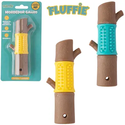 BRINQUEDO MORDEDOR PARA CACHORRO GALHO DE PLASTICO FLUFFIE 12,5X5X3CM