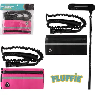 GUIA PARA CINTURA DE POLIESTER PARA CACHORRO COM BOLSA POCHETE IMPERMEAVEL AJUSTAVEL PARA CELULAR