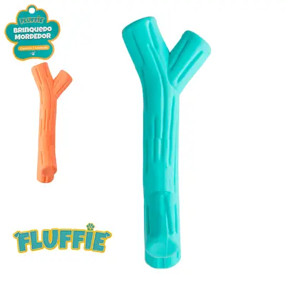 BRINQUEDO MORDEDOR PARA CACHORRO GALHO DE BORRACHA MACICO FLUFFIE 18X5,5X2,3CM
